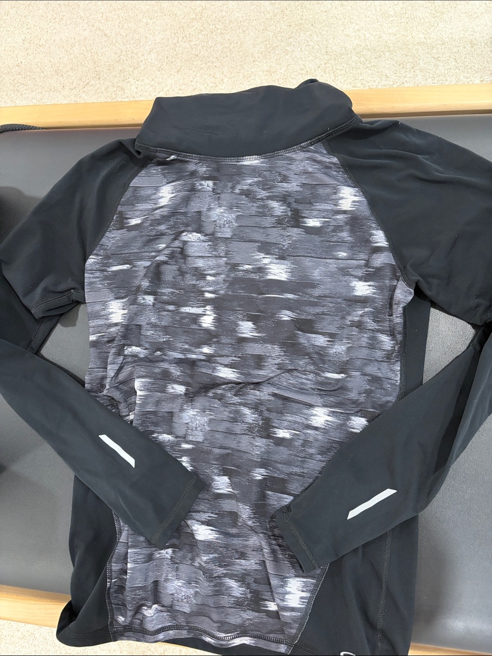 Champion Women's Black & Gray workout top with Patterned front.